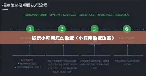 微信小程序怎么融资（小程序融资攻略）