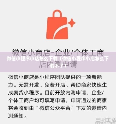 微信小程序小店怎么下载（微信小程序小店怎么下载不了）