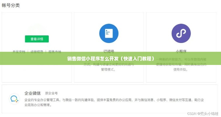 销售微信小程序怎么开发（快速入门教程）