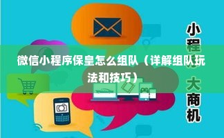 微信小程序保皇怎么组队（详解组队玩法和技巧）