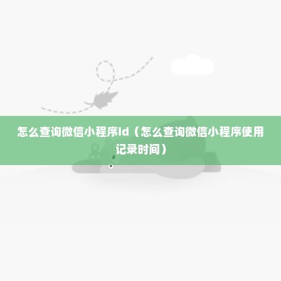 怎么查询微信小程序id（怎么查询微信小程序使用记录时间）