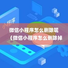 微信小程序怎么删除呢（微信小程序怎么删除掉）