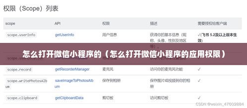 怎么打开微信小程序的（怎么打开微信小程序的应用权限）