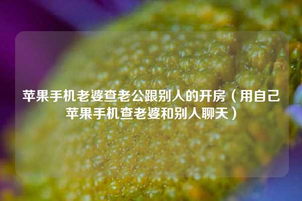 苹果手机老婆查老公跟别人的开房（用自己苹果手机查老婆和别人聊天）