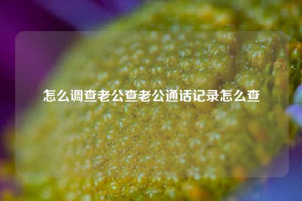 怎么调查老公查老公通话记录怎么查