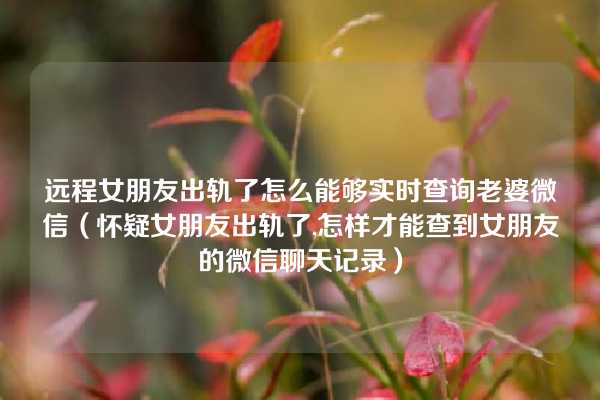 远程女朋友出轨了怎么能够实时查询老婆微信（怀疑女朋友出轨了,怎样才能查到女朋友的微信聊天记录）