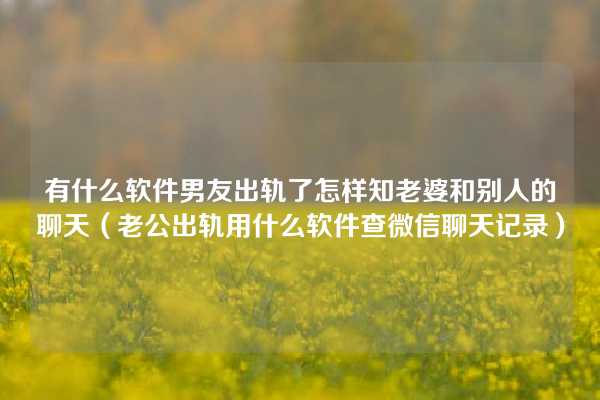 有什么软件男友出轨了怎样知老婆和别人的聊天（老公出轨用什么软件查微信聊天记录）