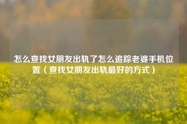 怎么查找女朋友出轨了怎么追踪老婆手机位置（查找女朋友出轨最好的方式）