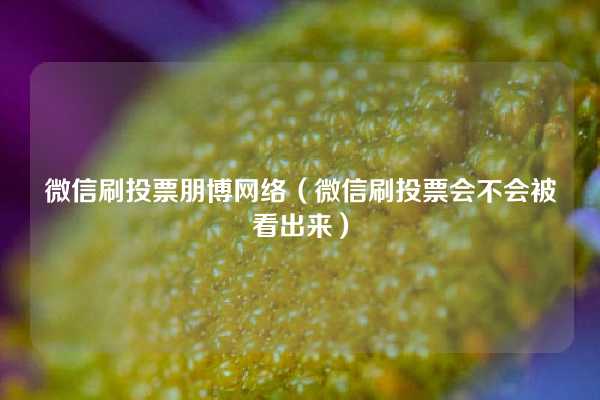 微信刷投票朋博网络（微信刷投票会不会被看出来）