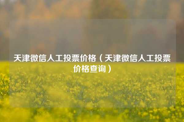 天津微信人工投票价格（天津微信人工投票价格查询）