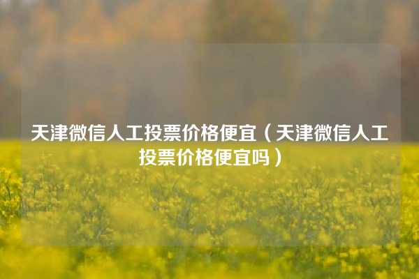 天津微信人工投票价格便宜（天津微信人工投票价格便宜吗）