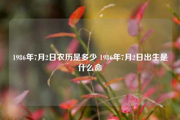 1986年7月2日农历是多少 1986年7月2日出生是什么命