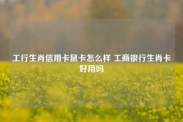 工行生肖信用卡鼠卡怎么样 工商银行生肖卡好用吗